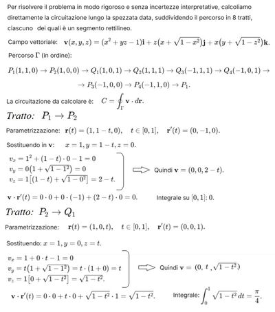 Calcolo circuitazione vettore 1 