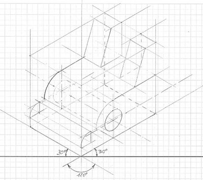 dis.26 assonometria isometrica 30° linee di costruzione