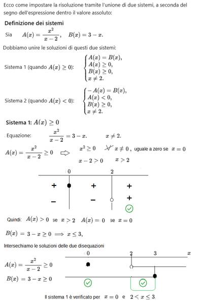 Soluzione con unione soluzioni dei sistemi 1