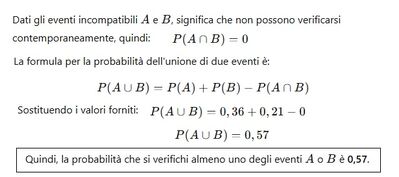 Probabilità unione eventi