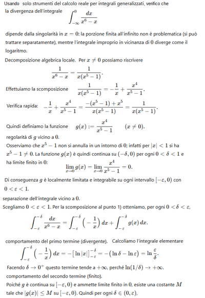 306 a 1 soluzione integrale reale divergente