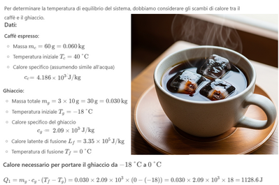 Calcolo temperatura equilibrio caffè e ghiaccio 1