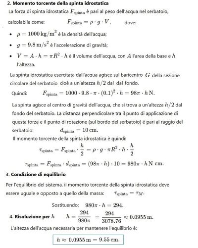 Equilibrio serbatoio cilindrico A 2