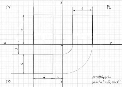 parallelepipedo 4×4×7 proiezioni ortogonali