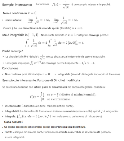 Funzione integrabile ma non continua esempio 3 