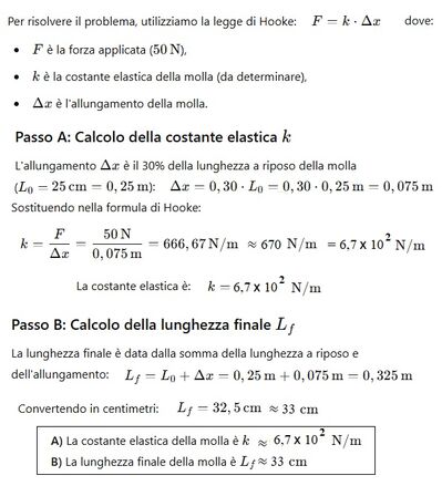 Costante elastica e allungamento molla