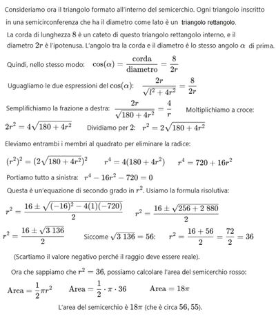 Areal semicerchio nota la corda 2
