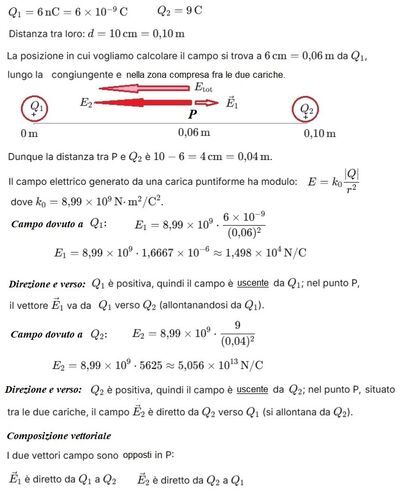 Campo elettrico e forza su carica negativa A 1 