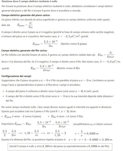 Campo elettrico nullo fra piano e filo 2