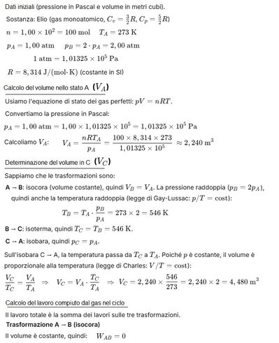 Calcolo volume e lavoro ciclo elio 1