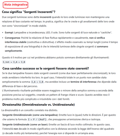 Nota integrativa Calcolo tempo esposizione fotografia con due lampade 1 