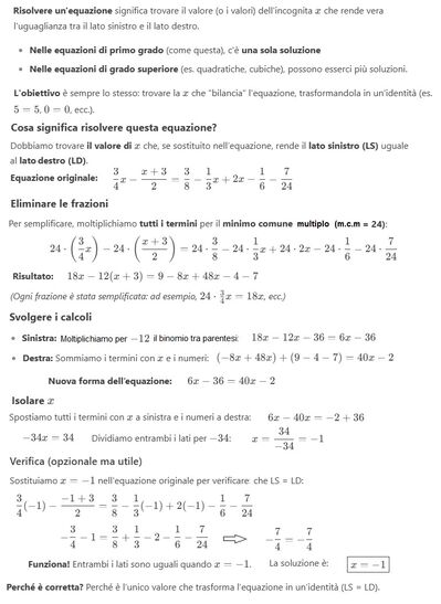 Equazione di 1° grado spiegata