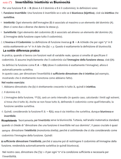 Funzione invertibile e calcolo derivata inversa   nota 