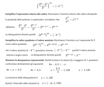 Disequazione esponenziale