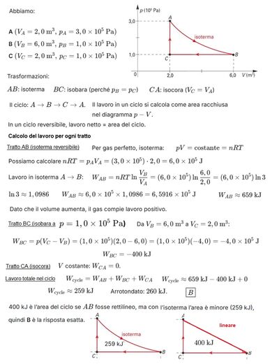 Calcolo lavoro ciclo gas perfetto