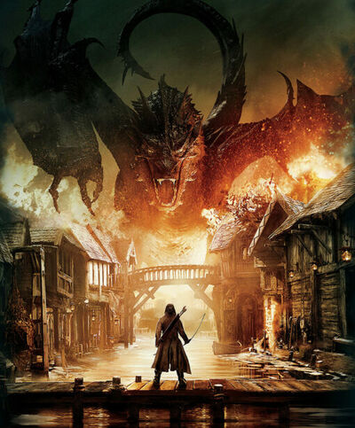 Smaug versus Bard at Lake Town Esgaroth 510x616