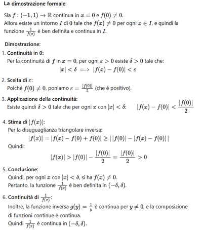 Continuità e definizione di 1 su f in 0 b