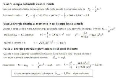 Massa lanciata da mola su piano inclinato 2