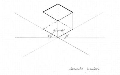 cubo in assonometria isometrica 30°