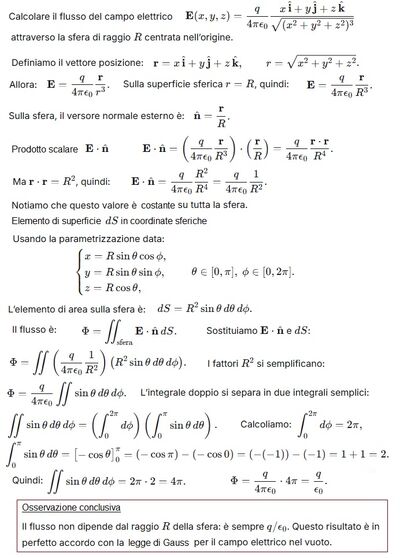 Calcolo flusso campo elettrico sfera (soluzione)