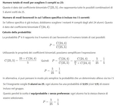 Probabilità alunni