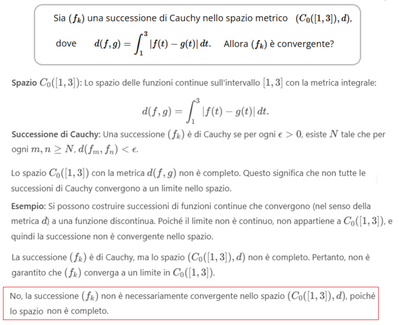 Successione di Cauchy in spazio metrico 1