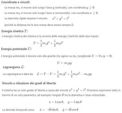 Sistema meccanico con masse e barretta 2