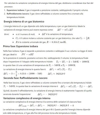 Variazione energia interna gas