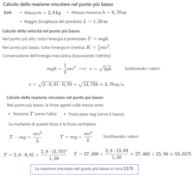 Lavoro ed energia del pendolo 1