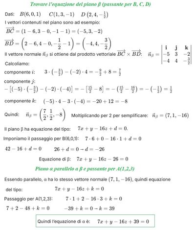 Equazione piano parallelo N 186 con matrice