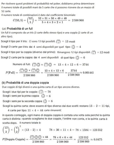Calcolo probabilità poker 1