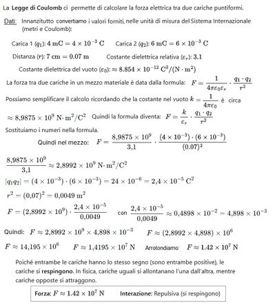 calcolo forza di Coulomb