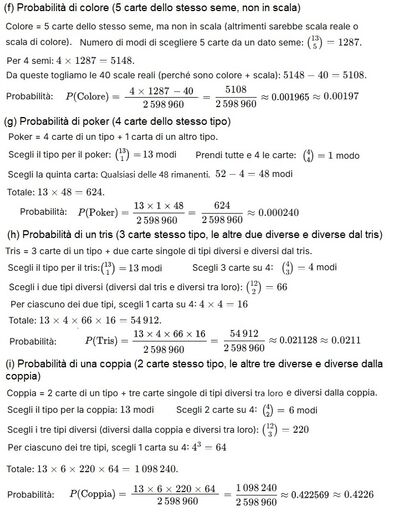 Calcolo probabilità poker 3