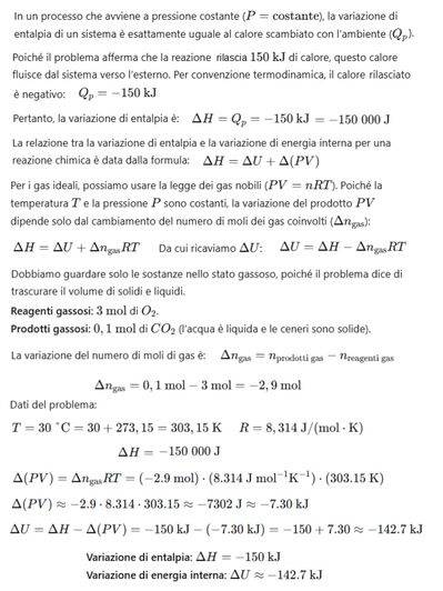 Variazione entalpia ed energia interna