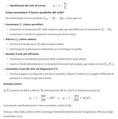 Massimizzare  il Rendimento ciclo di Carnot