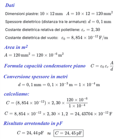 Cambiamenti carica, capacità, tensione condensatore Esercizio 6 