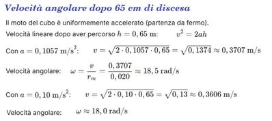 Calcolo accelerazione e velocità angolare spira 4 