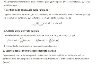 Differenziabilità in un punto teoria 1