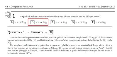 Olimpiadi della Fisica 2013 quesito 1  e risposta