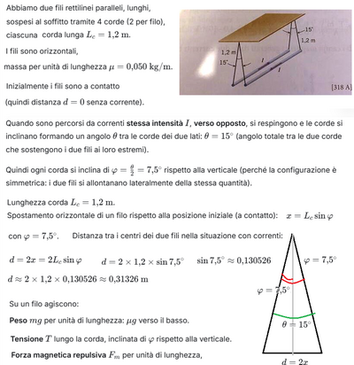 Calcolo intensità corrente in fili paralleli 1 