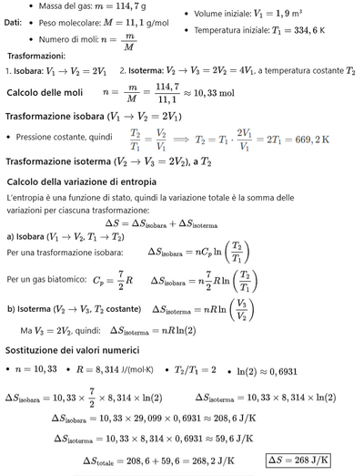 Calcolo variazione entropia
