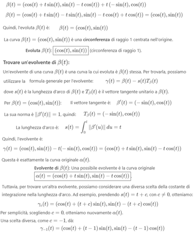 Calcolo dell'evoluta e evolvente di una curva 2
