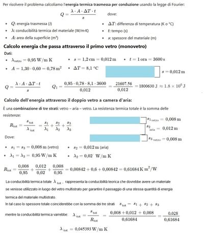 Calcolo risparmio energetico vetro 1