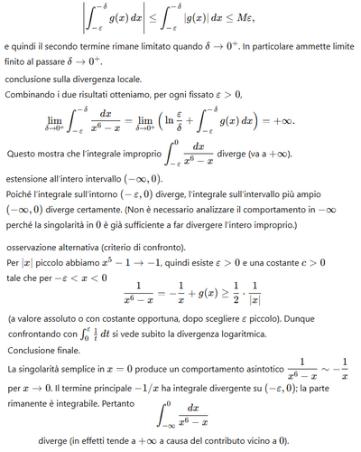 306 a 2 soluzione integrale reale divergente