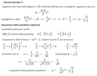 Area compresa fra esagono e parabola 2