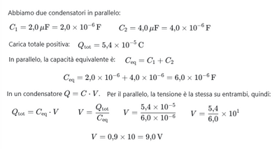 Calcolo tensione condensatori in parallelo 