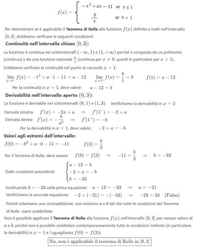 Applicabilità del Teorema di Rolle