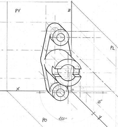 bilanciere assonometria cavaliera 45° 2