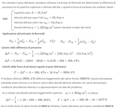 Calcolo peso aereo con portanza Bernoulli 1
