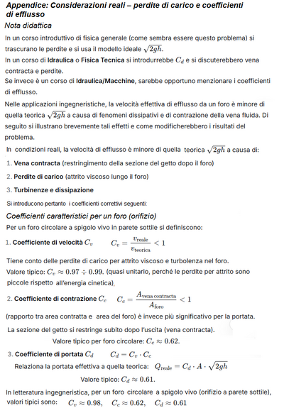 167 Appendice Fluidostatica  Calcolo getto d'acqua inclinato 1 